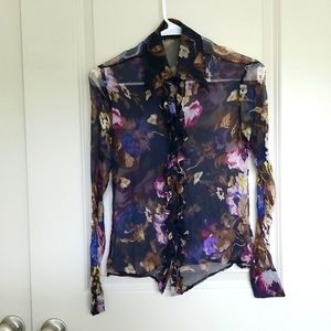 Transparent Floral Shirt Blouse